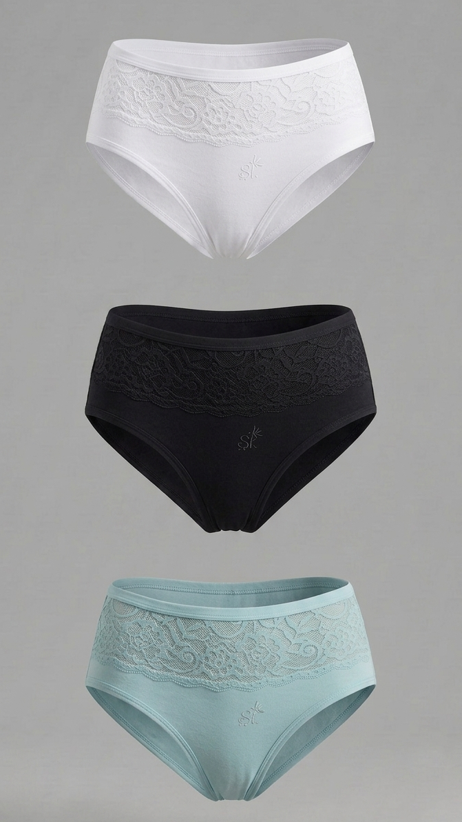 2055 - Pack x3 Panties con Encaje en la Cintura St.Efan