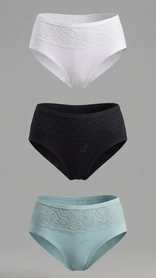 2055 - Pack x3 Panties con Encaje en la Cintura St.Efan