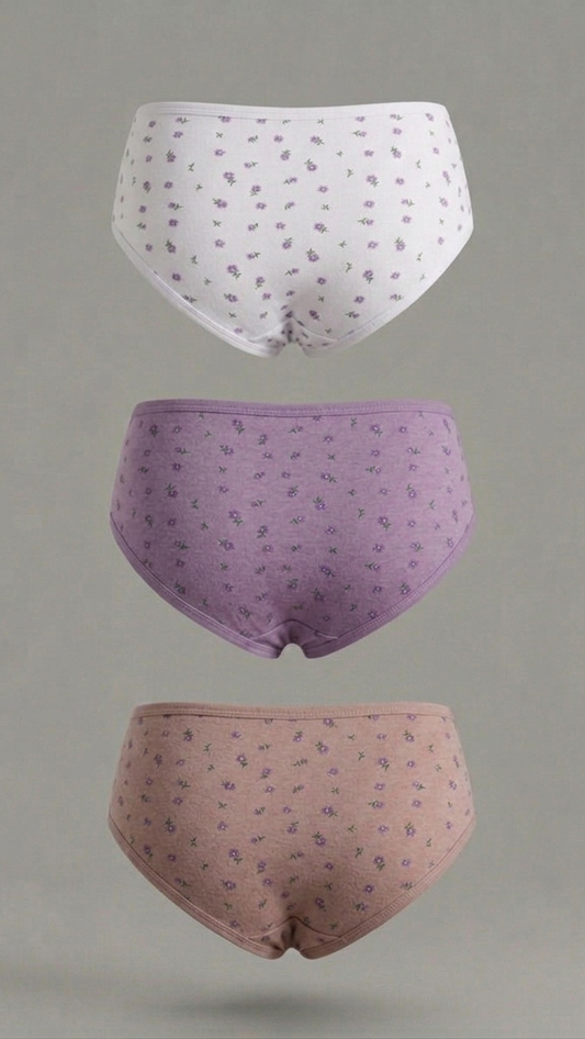 2040 - Pack x3 Panties Semicinura con Tela Estampada St.Efan