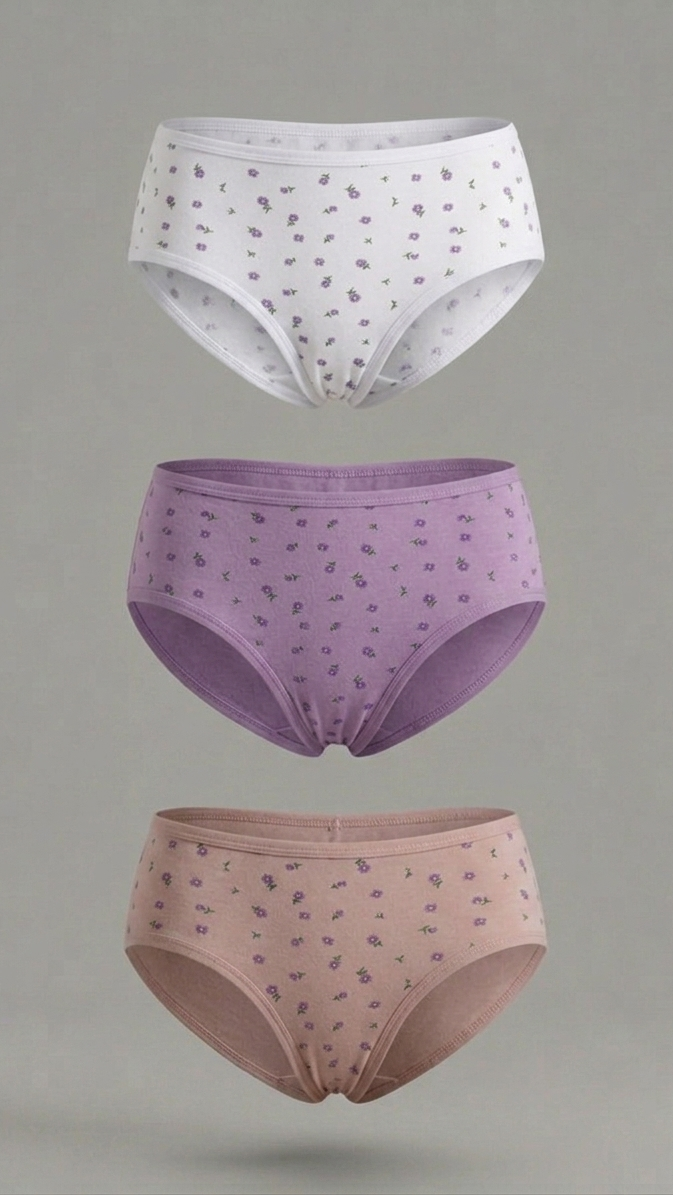 2040 - Pack x3 Panties Semicinura con Tela Estampada St.Efan