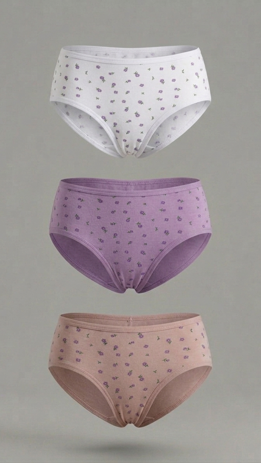 2040 - Pack x3 Panties Semicinura con Tela Estampada St.Efan
